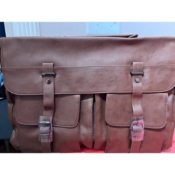 Leather Messenger Bag for Men Vintage Leather Laptop Bag Briefcase Satchel 17.
